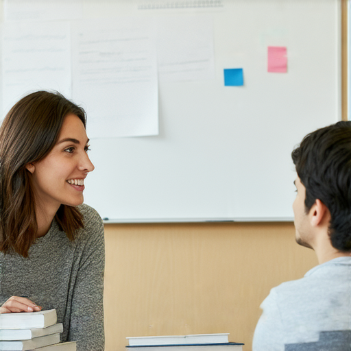 流浪者英文宣傳圖片，展示外籍老師與學生進行一對一教學，專注於改善英語能力，營造輕鬆學習氛圍，強調個性化教學和互動學習的重要性。