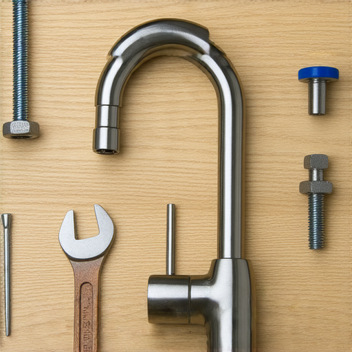 DIY換水龍頭過程中的工具與材料，顯示如何輕鬆省錢又獲得成就感的步驟。圖片中有水龍頭、扳手及安裝指導，適合家庭維修愛好者。