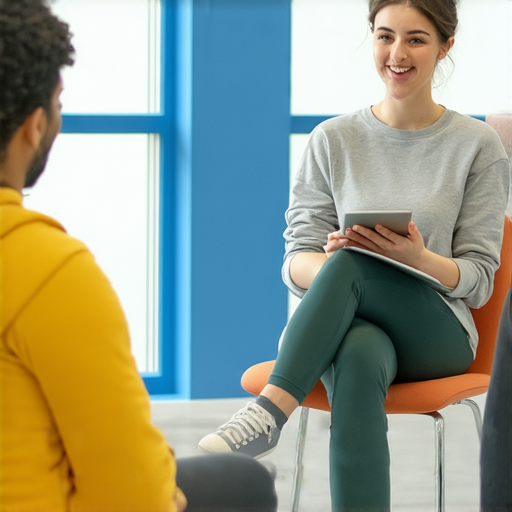 與外籍老師一對一進行重訓英文學習的場景，學生專注於健身對話，外籍老師引導學習，場面充滿互動和活力。