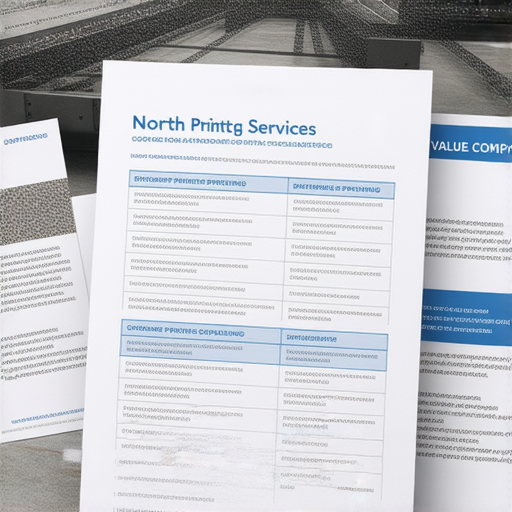 北角印刷服務的便條紙和A4文件色彩印刷樣本，展示超值彩色印刷價格的比較，背景為印刷設備和專業人員，表現出高品質印刷技術和客戶滿意度，揭開印刷秘訣。