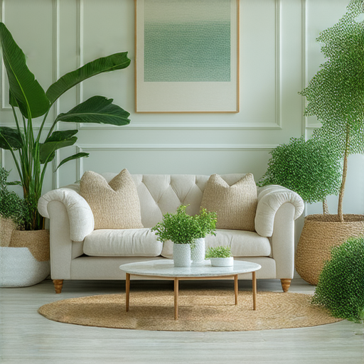 搬遷過程中的新家布置秘訣，展示整齊的客廳、舒適的佈局與綠意盎然的植物，幫助提升居住品質，讓新家更完美，分享搬遷啟示與生活方式。