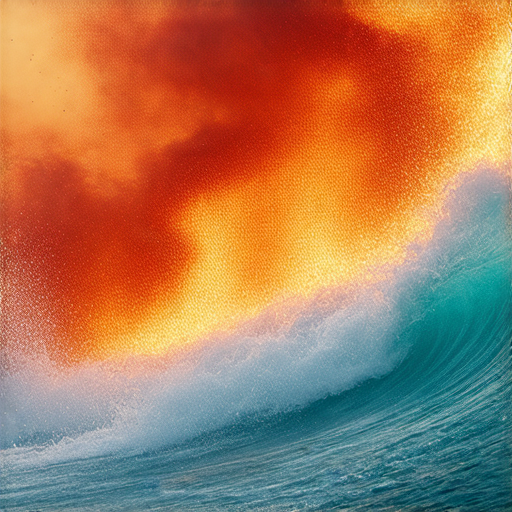 火與水的碰撞圖像，象徵外籍英文老師一對一教學的動力，展現學習英語的激情，如烈焰般燃燒，啟發學生提升語言能力和溝通技巧。