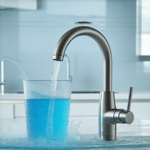 水龍頭濾水器的使用示範，展示飛利浦和Brita品牌的濾水功能，水流清澈透明，顯示安全飲用水的優勢，強調提升飲水品質與健康的重要性。