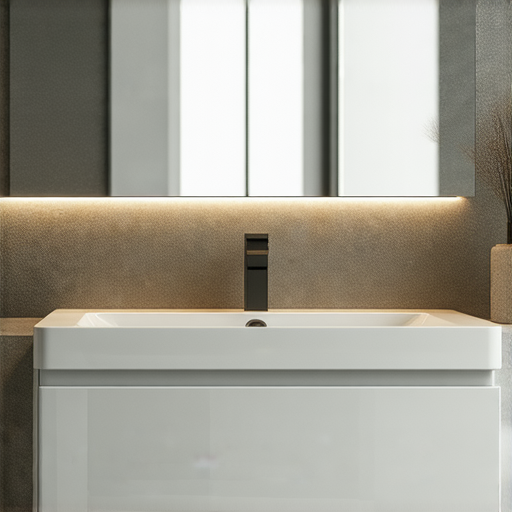 ROCA洗手盆連櫃的設計細節展示，強調其時尚外觀與實用功能，提升浴室整體美感，完美融合現代居家風格，助你完善浴室設計。