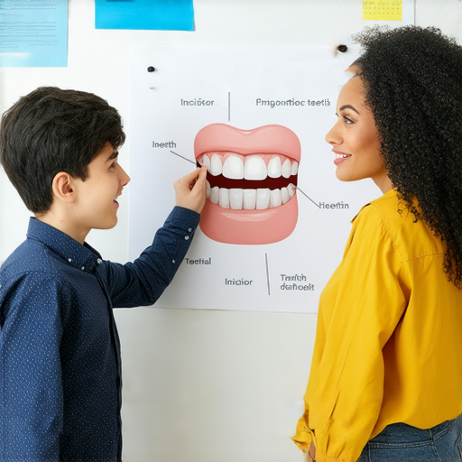 想改善口語發音的學習者，了解門牙的英文，正在與外籍老師進行一對一教學，專注於口語練習和發音技巧，提升語言能力。