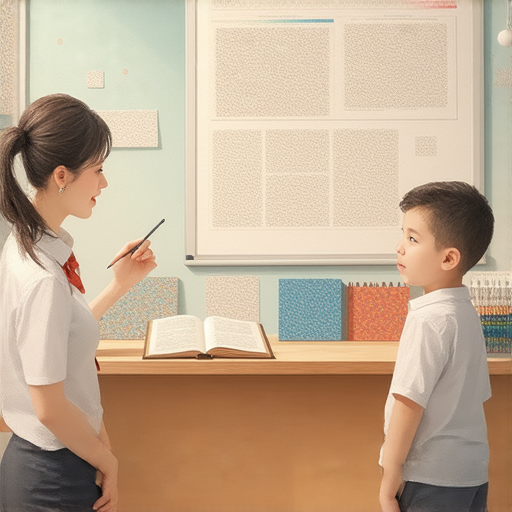 一位外籍教師正與學生進行一對一的英文教學，背景有學習資料，展示學習氛圍，強調流利英語之旅的開始，加強語言學習的互動及效果。