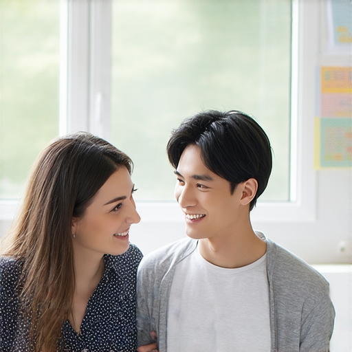 外籍老師與學生一對一互動，提升英語能力，展現學習熱情，開啟語言新大門，Unlock Your English Potential。