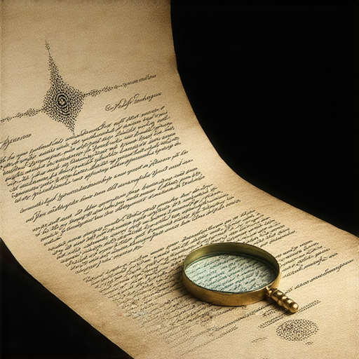 破解公文之謎的圖片，展示揭秘過程，包含公文文件、放大鏡及神秘符號，探索不為人知的秘訣，揭示公文背後的深層意義，立即開始探索！