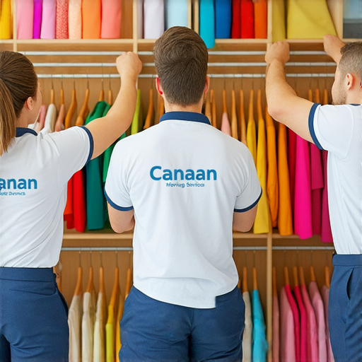 迦南搬運服務展示夢幻衣櫃的改造過程，實惠搬運的專業團隊正在小心翼翼地移動衣物，為顧客提供全方位的服務，讓打造完美衣櫃變得輕鬆愉快。