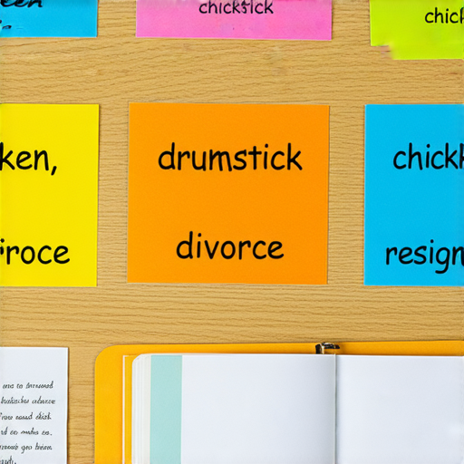 探索英文單詞集合：雞、雞腿、離婚、離職與日常用語解析