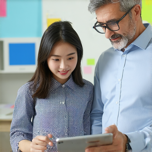 破解門禁與門禁卡的英文秘密圖片，展示學習過程的外籍老師與學生一對一互動，提升語言能力的方法，讓學習者了解英語在安全領域的應用。