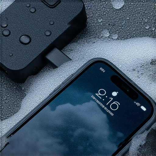 防水神器展示圖片，展示手機和防水插座在惡劣天氣中的保護效能，強調其防水功能以及耐用設計，讓用戶無懼風雨，享受安全使用體驗。