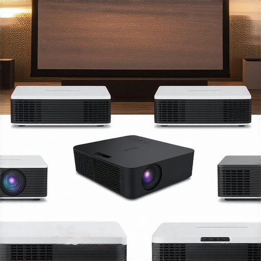 家庭影院投影機展示，突顯多款高CP值家用投影機，適合家庭娛樂和電影觀賞，畫質清晰，色彩豐富，提升家庭觀影體驗。