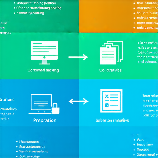 搬辦公室前注意事項，選擇合適的搬家公司與準備技巧，展示搬家流程及注意事項的圖示，強調選擇專業搬家公司的重要性，確保辦公室平穩遷移。