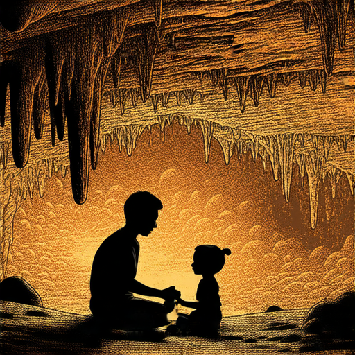 探索洞穴奧秘的主題海報，展示外籍英文老師與學生一對一教學情境，背景有洞穴圖案，強調開啟英語新冒險的吸引力，鼓勵報名學習。