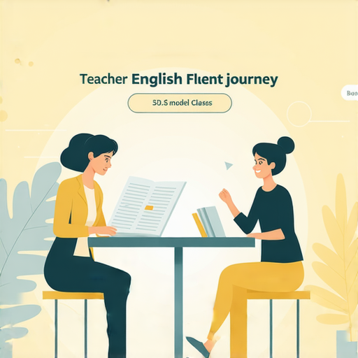 發現全新英文學習方式的廣告圖片，展示一位外籍老師與學生一對一互動，強調流利之旅的開始，邀請觀眾立即預約課程，提升英文能力。