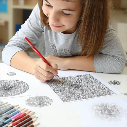 發現禪繞畫的魅力，學習外籍老師一對一英文教學，展現創意與語言的完美結合。圖片展示學生專注於創作禪繞畫的過程，旁邊有外籍老師輔導。