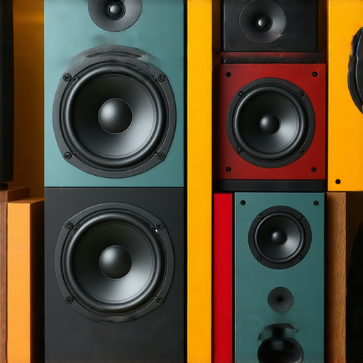 揭開音響箱的神秘面紗，展示多款音響設備，提升音樂體驗，感受驚人的音波魅力，色彩鮮豔，設計精美，吸引音樂愛好者探索更多音響知識與產品。