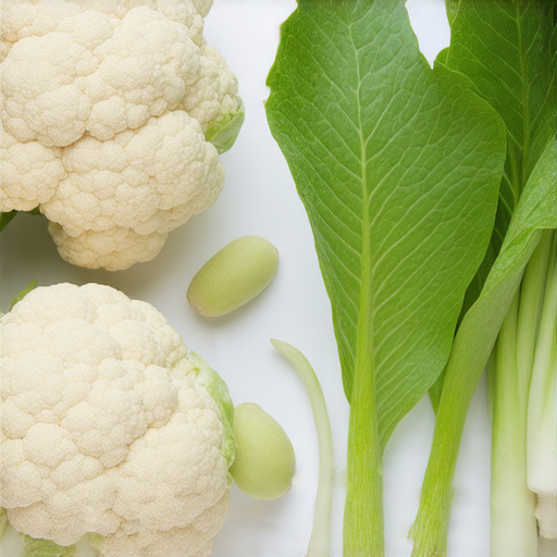 椰菜花、芽菜和白菜的組合圖，展示各自鮮豔的顏色與獨特特性，椰菜花的白色花球、芽菜的新鮮綠色及白菜的寬大葉片，風味各異，健康營養。