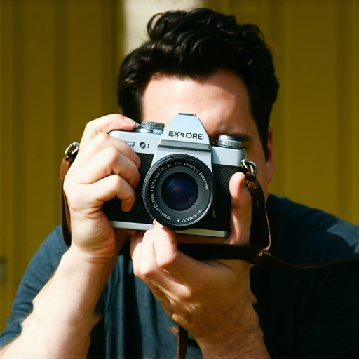 探索中畫幅底片相機的魅力，展示攝影技術的無限可能，長鏡頭聚焦於攝影師在戶外拍攝，底片清晰展現細節，捕捉自然光影的微妙變化。