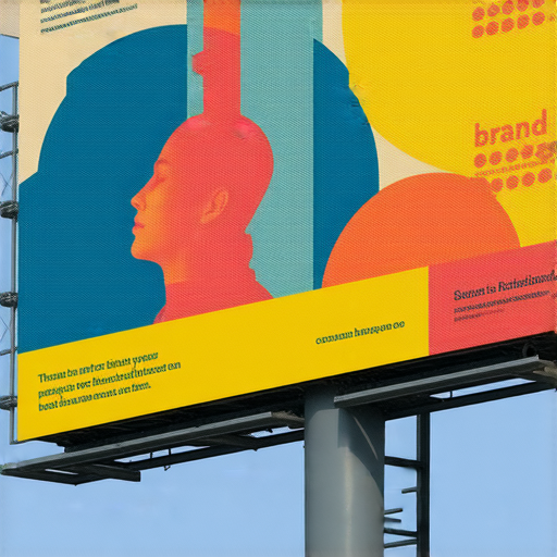 戶外廣告設計展示，突顯品牌吸引力與創意，吸引路過行人的目光，並暗示這種設計能使品牌迅速走紅，讓人對廣告內容充滿好奇與期待。