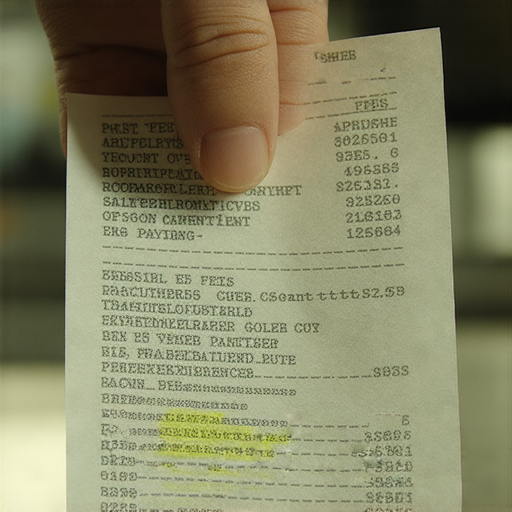 揭開收費的祕密的圖片，展示了消費者在支付過程中的困惑和疑問，突顯付費背後的細節與事實，讓讀者思考自己實際上付出了什麼。