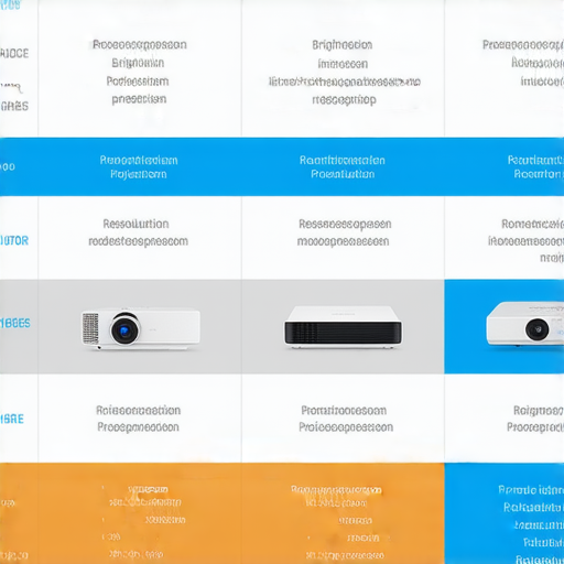 投影機對比分析圖，展示不同投影設備的特點、亮度、解析度與價格，幫助使用者選擇最適合的投影機，提升觀影體驗與辦公效率。
