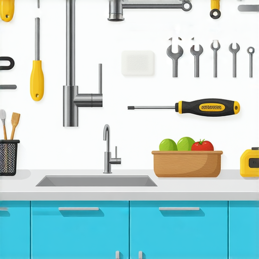 廚房水龍頭安裝全攻略的工具清單與省費用指南示意圖，展示必要工具如扳手、螺絲刀及水龍頭安裝步驟，讓你輕鬆上手進行自我安裝。