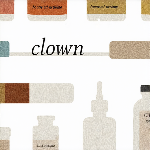 小丑的英文翻譯及日常用品的膠布、藥水與帆布的對比展示，強調翻譯過程中的文化特色與實用性，圖中清晰呈現各種用品與其描述，適合語言學習與翻譯研究。