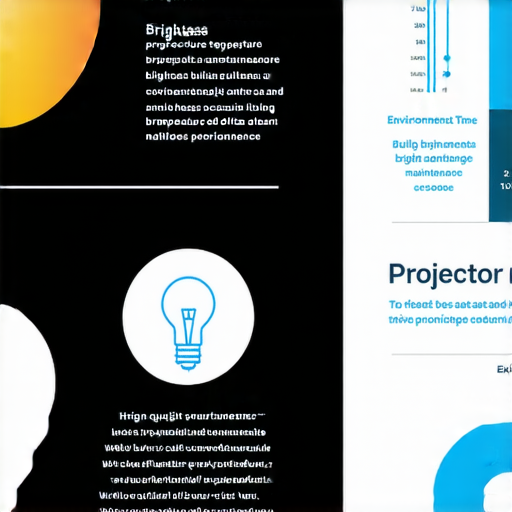 投影機燈泡壽命與亮度影響因素分析圖，顯示燈泡使用時間、環境溫度與亮度維持的關聯，幫助觀眾了解如何延長投影機燈泡壽命與提升投影效果。