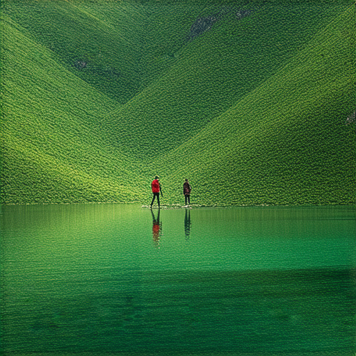 探索隱藏的美麗地點，旅客在壯麗的自然景觀中漫步，周圍環繞著青翠的山脈和清澈的湖泊，讓旅行增添無限驚喜的瞬間。