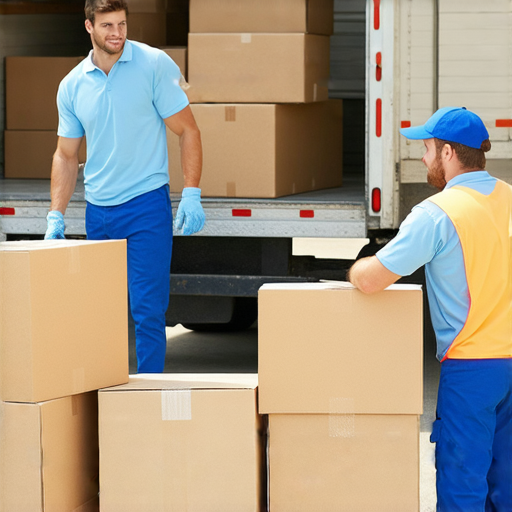 這家搬運公司展示專業團隊搬運家具的過程，顯示出他們的服務如何讓每次搬家變得輕鬆愉快，背景是整齊的搬運車，顯示公司的效率和專業性。