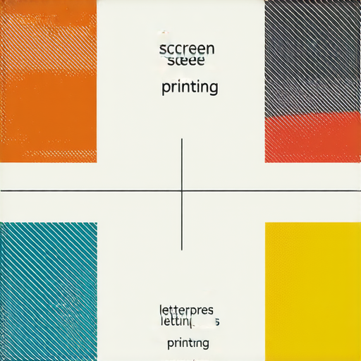 絲網印刷與活字印刷的比較圖，展示兩種印刷技術的流程與特色，包含印刷樣品與材料，揭示印刷術的神秘面紗，探索印刷技術的奇妙差異。