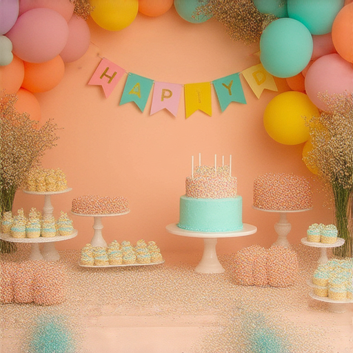 慶生派對的完美背景板展示，色彩繽紛的裝飾與精心設計的元素，營造出歡樂氛圍，為慶祝活動增添樂趣和記憶點，吸引來賓拍照留念。