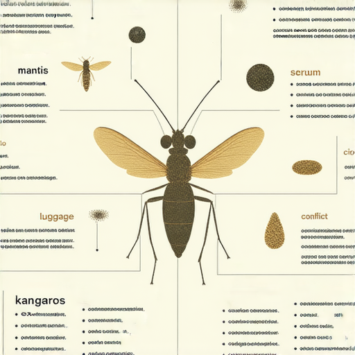 螳螂、螺絲、蟬、血清、行動、行李、衝突、表示、表達及袋鼠的英文用法與意義解析圖，展示各詞彙的意義及其應用，幫助學習者更好理解語言與文化。