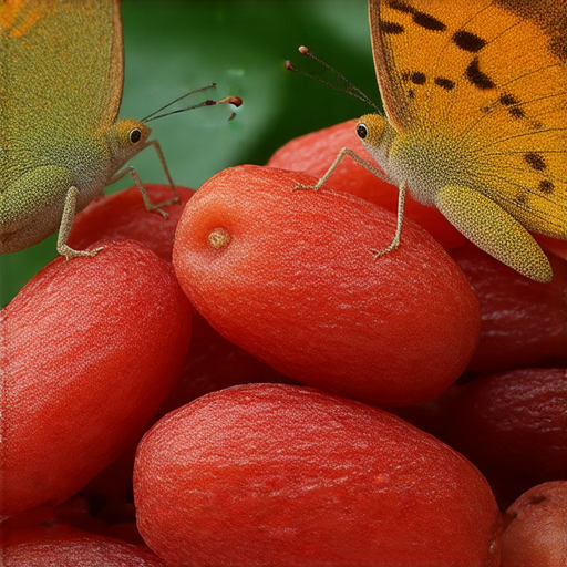 揭秘甜蜜蜜棗的健康秘密，展示色澤鮮艷的棗子，旁邊伴隨蜥蜴與蝴蝶的奇幻世界，自然生態的奇妙交融，突顯健康飲食與生物多樣性的重要性。