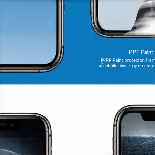 PPF保護膜及手機保護膜噴劑的優勢與使用技巧圖解，展示PPF的耐刮性能及噴劑的簡易應用方法，強調保護膜的耐用性及維護手機的完美外觀。
