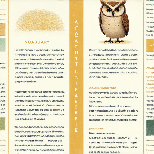英文詞彙學習指南包含豐富的講稿和貓頭鷹圖示，展現多樣應用，幫助讀者深入理解各類詞彙，提升語言能力。
