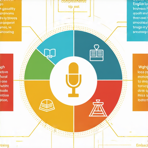 清醒後的變化主題圖，展示英語學習、減肥秘訣與演講技巧的全方位攻略，搭配視覺化圖示與關鍵詞，傳遞提升自我效能的積極訊息。