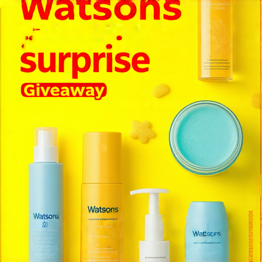 屈臣氏驚喜大贈送活動，展示各類個人護理品，吸引顧客關注超值限量優惠，促銷海報畫面色彩明亮，產品清晰可見，傳遞購物熱情。