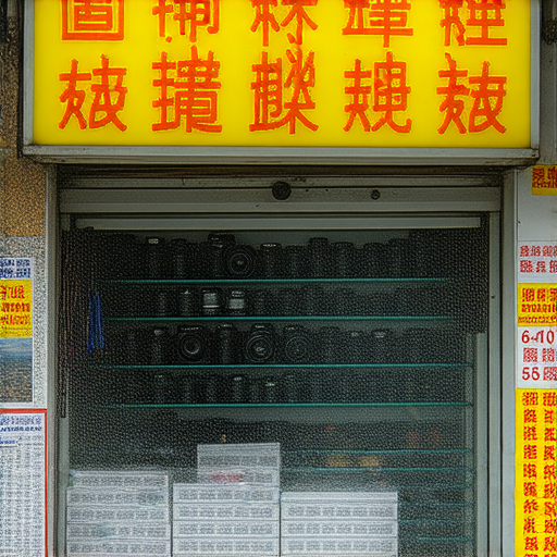 香港深水埗和旺角的相機維修店外觀，展示多款相機及維修工具，包含維修服務價錢分析，提醒消費者選擇可靠的維修中心，達到最佳拍攝效果。
