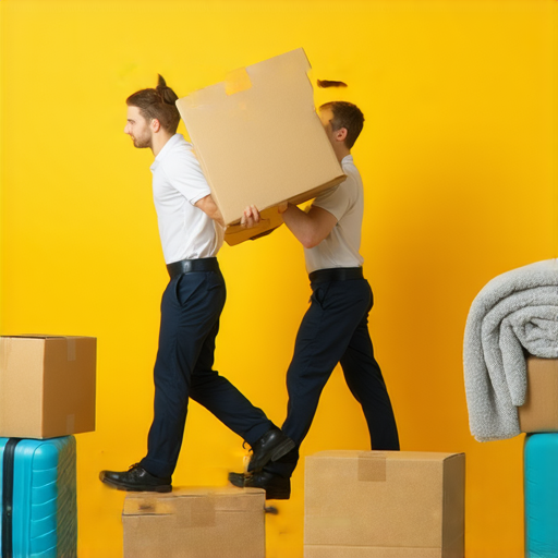 實惠搬運服務介紹，圖中展示專業搬運團隊輕鬆搬運書櫃與行李的過程，搭配各類搬家工具，適合想以低價搬廠的客戶選擇。