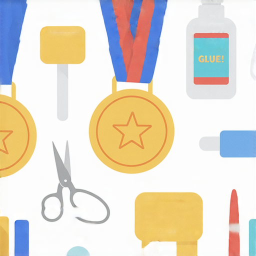 DIY卡通獎牌製作指南圖示，展示創意素材與製作步驟，色彩繽紛的獎牌設計激發創作靈感，完美結合獎勵與樂趣，適合各年齡層開始獎牌之旅。