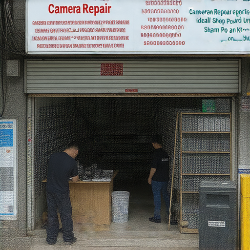 深水埗和旺角相機維修實體店外觀，展示維修服務和價格資訊，顯示專業的技術人員進行相機維修，幫助顧客選擇合適的維修方案，提升相機性能和使用壽命。