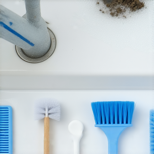 洗手盆排水不暢的原因分析，顯示管道堵塞情況，水龍頭旁的清理工具，提供有效解決方案，恢復洗手盆正常排水功能，幫助用戶了解如何維護水龍頭與排水系統。