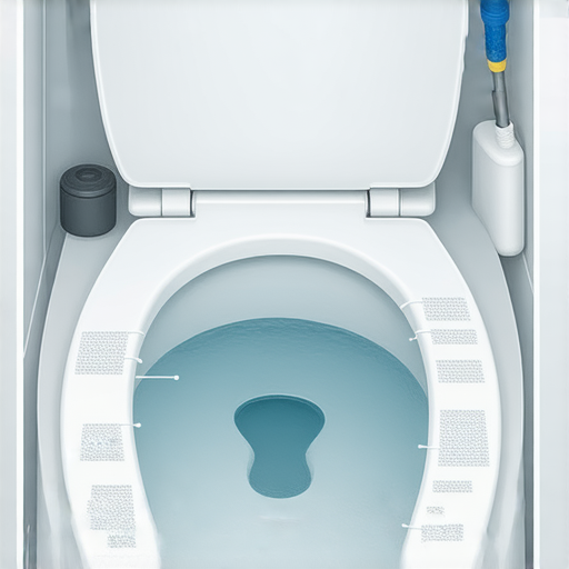 廁所水箱內部圖示，顯示水箱零件和潛在問題，提醒使用者注意水箱隱患，確保廁所正常運作與衛生，提供維修和保養建議。