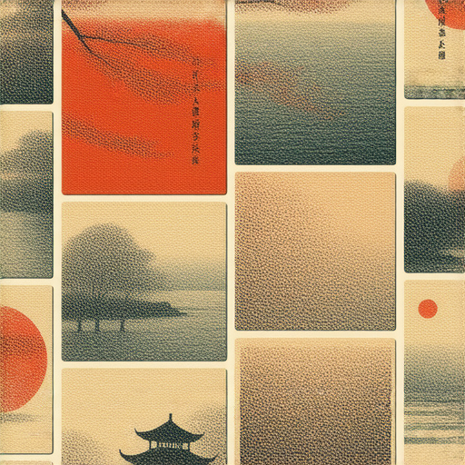 展現日本明信片的風格與設計，色彩繽紛的圖片展示了不同格式的明信片，突顯其獨特魅力與文化特色，探索日本明信片的神秘面紗。