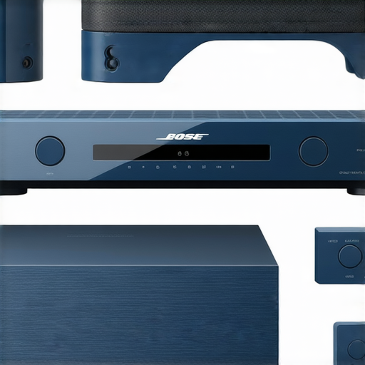 探索Bose音樂世界的圖片，展示大鯊、放大器和CD播放器的設計細節，強調音質和音響技術的奧秘，突出高保真音樂體驗。