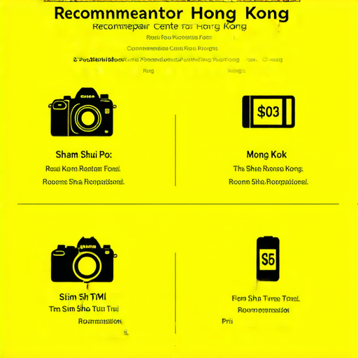 香港相機維修中心推薦及價錢指南圖片，展示深水埗、旺角、尖沙咀的維修地址，幫助攝影愛好者選擇合適的維修服務及了解相關價位。