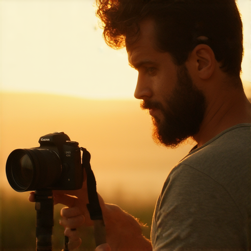 專業攝影師使用相機腳架和UV鏡的場景，展示如何運用這些工具提升攝影水平，完美捕捉清晰影像，並探索專業攝影的秘密武器。